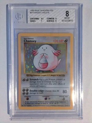 Pokemon Chansey 3/102 Base Set Shadowless Unlimited BGS 8 - Image 1 of 2