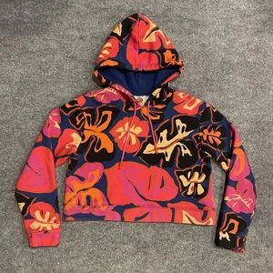 Anthropologie Farm Rio Floral Fleece Hoodie Womens Medium Pullover Tropical - Picture 1 of 11