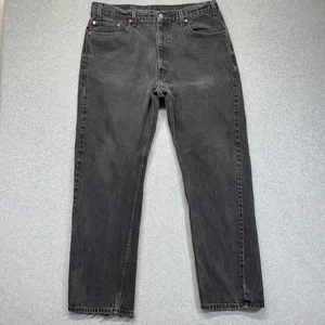 Jeans vintage Levi’s 505 uomo 38x32 nero denim invecchiato rosso linguetta gamba dritta - Foto 1 di 23