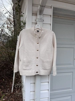 NUEVO CON ETIQUETAS Talbots Precioso Grueso Tejido Crema Manga Corta Larga Cárdigan Bolsillos 3X Foto 1 de 4