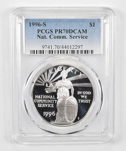 PR70DCAM 1996-S Commemorative Dollar Nat'l Community Service PCGS Blue Lbl *3416 - Picture 1 of 5