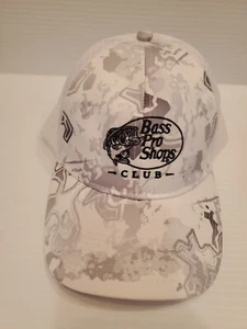 Bass Pro Shops Club Baseballmütze weiß Tarnmuster Netz Druckknopflasche - Bild 1 von 3