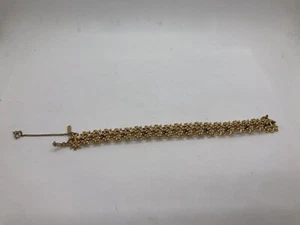 Monet Vintage goldfarbenes Gliederarmband Blattmuster mit Sicherheitsverschluss 7 Zoll - Bild 1 von 4