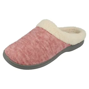 Ladies So Comfy Slip On Faux Fur Lined Mule Slippers : Tara - Picture 1 of 17