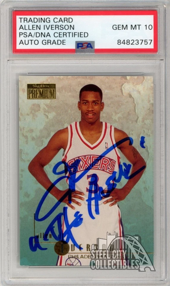 Allen Iverson 1996-97 Skybox Premium "The Answer" Auto RC Card #85 PSA/DNA 10 - Image 1 of 1