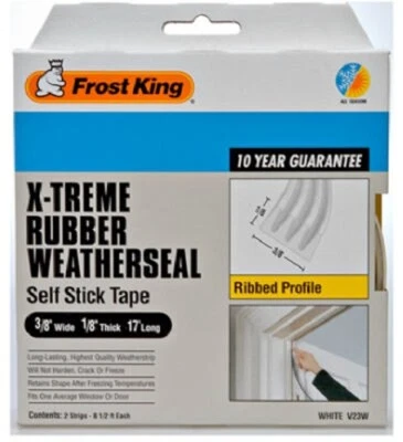 Frost King V23WA EPDM Rubber Weatherseal Weatherstrip 3/8" x 1/8" x 17'  White - Image 1 of 4