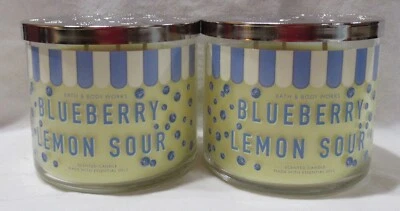 Lote de 2 velas perfumadas Bath & Body Works 3-wick conjunto de 2 BLUEBERRY LEMON SOUR - Imagem 1 de 4