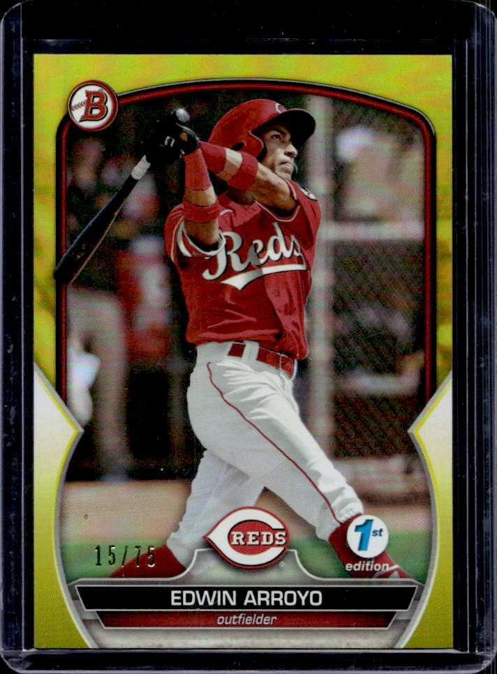 2023 Bowman 1st Edition Edwin Arroyo Prospect Yellow Foil #15/75 Reds