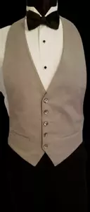Rare Men's Vintage Gray Wool Tuxedo Lapel Vest Pearl Buttons ! Small TUXXMAN - Picture 1 of 2