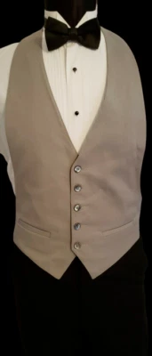 Rare Men's Vintage Gray Wool Tuxedo Lapel Vest Pearl Buttons !  Small  TUXXMAN - Image 1 of 2