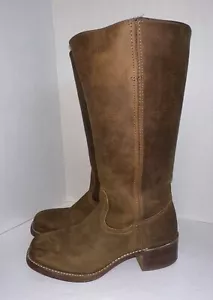 Frye Campus 14L Womens 9 M Tall Brown Leather Riding Boots 77050 DBN Wide Calf - Picture 1 of 15