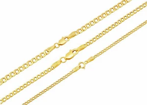 10k Gelbgold Kubanische Panzerkette Gliederkette Halskette 2mm-3,5mm Größe 16"-30" Hohl - Bild 1 von 7