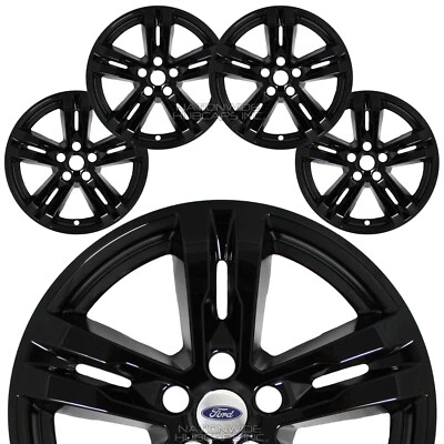 4 черных 18-дюймовых полных обода колпака ступицы для Ford Explorer XLT 2020-2024 годов выпуска - Изображение 1 из 4