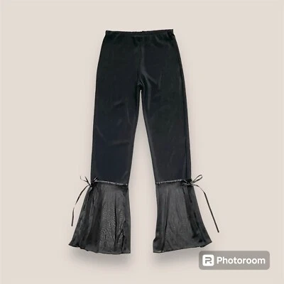 🍸🥀 Pantalones acampanados de cinta transparente Whimsygoth vintage años 2000 talla pequeña Foto 1 de 4