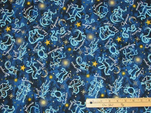 Starlight Constellations Stars Taurus Pisces Navy Cotton Fabric 1/2 Yard #1030M - Picture 1 of 2