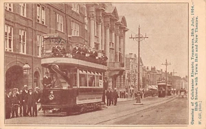 POSTAL COLCHESTER APERTURA TRANVÍAS ELÉCTRICOS 1904 TEATRO HIGH ST - Imagen 1 de 2