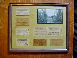PEMERTON & HIGHTSTOWN RR & PENNSYLVANIA & ATLANTIC RR Tickets & PHOTO Framed - Picture 1 of 8