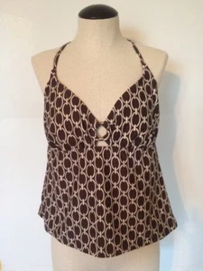 Sand N Sun Tankini Swimsuit Top Brown Gold Ivory Women’s Size Medium 8-10 - Picture 1 of 7