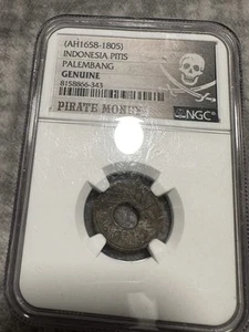1658-1805 Indonesia Pitis PIRATE MONEY Palembang NGC Genuine - Picture 1 of 2