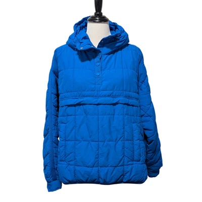 FP Movement 女式 M 码蓝色 Pippa 可打包连帽口袋 Puffer 夹克有缺陷 — 第 1/4 张图片