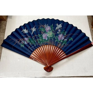 Abanico de pintura chino vintage Fujian artes y manualidades numerado 37,5X 22 - Imagen 1 de 15