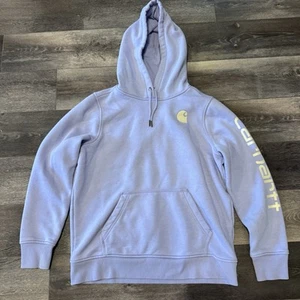 Carhartt Hoodie Damen Large Relaxed Fit Sweatshirt Pullover Ärmel Logo Lila - Bild 1 von 9