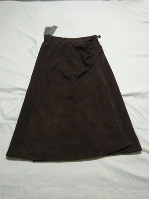 Falda envolvente Terry Lewis talla 4 nueva con etiquetas cuero gamuza marrón profesional solo limpia Foto 1 de 4