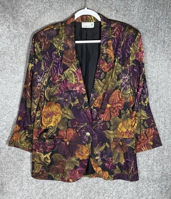 Vintage Danielle B Blazer Womens Size Large Floral Paisley Pockets USA Made - Image 1 of 4