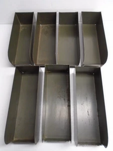 Antique Lot of SEVEN (7) HARDWARE STORE HEAVY METAL PARTS BINS - NO RUST! - Picture 1 of 21