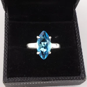 Blue Topaz Gemstone 925 Sterling Silver Ring Handmade Jewelry Ring Gift For - Picture 1 of 3