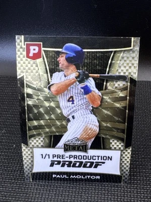 2025 Leaf Metal Pristine Paul Molitor Super Gold Prismatic Pre Prod Proof 1/1 - Image 1 of 2
