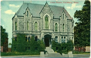 c. 1910 FITCHBURG, MA, FITCHBURG COURTHOUSE COURT HOUSE VIEW POSTCARD - Picture 1 of 1