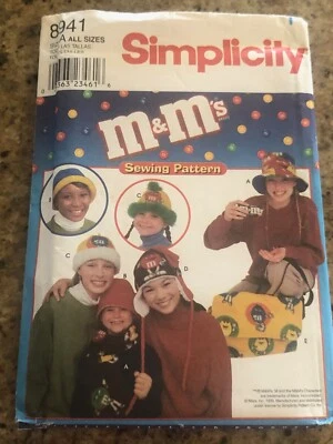 🌹SIMPLICITY #8941 - CUTE M & M's FLEECE HATS - SCARF & TOTE BAG PATTERN  FF - Image 1 of 2