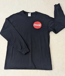 Vintage Coca-Cola Medium schwarzes Langarm T-Shirt 37 x 27 von Fruit Of The Loom - Bild 1 von 8
