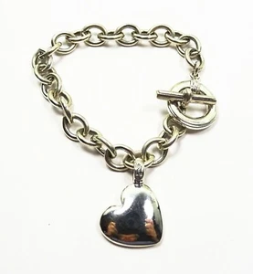 LAGOS Caviar Sterling Silver Heart Charm Chain Bracelet - Picture 1 of 7