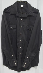 Vintage Malco Modes Western Shirt Size 16 1/2 X 35 Black Pearl Snap Rockabilly - Picture 1 of 5