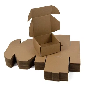 Brown Corrugated Cardboard Shipping Boxes 4" x 4" x 2" Small Business 25 Pack - Picture 1 of 6