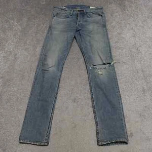 Rag & Bone Fit 2 Slim Jean's Women's Size 29 Blue Denim Straight Distressed - Picture 1 of 15
