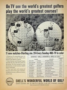 1963 Shell Oil NBC Maravilloso Mundo de Golf Anuncio Impreso De Colección Golfistas de Todo el Mundo - Imagen 1 de 2