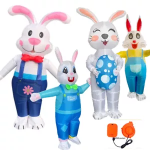 Adult Easter Bunny Party Fancy Dress Inflatable Rabbit Blow Up Suit Costume - Picture 1 of 20