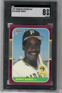 1987 DONRUSS OPENING DAY #163 BARRY BONDS SGC 8