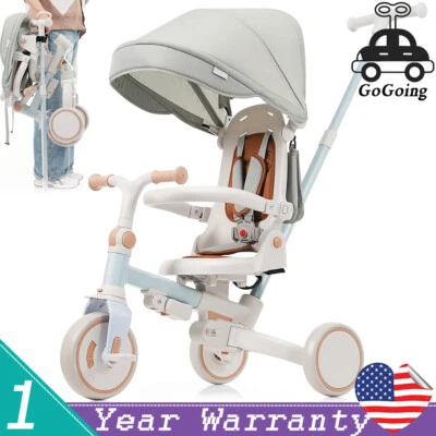 Triciclo 7 en 1 para niños plegable bebé niño pequeño con mango pedal extraíble bicicleta de juguete Foto 1 de 4