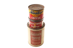 3 latas vintage de publicidad de café solitario Nashs Hills Bros - Imagen 1 de 6
