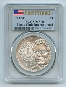 2017 P $1 Silver Lions Club International Commemorative PCGS MS70 First Strike - Picture 1 of 1