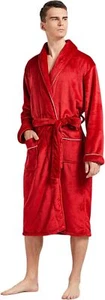 Mens Shawl Collar Bathrobes Plush Flannel Fleece Robes Homewear Nightgown Robes - Picture 1 of 5