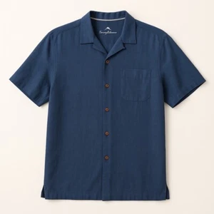 TOMMY BAHAMA Men's Size XL 100% Silk Short Sleeve Button Down Blue Shirt TB93 - Picture 1 of 6