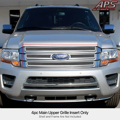 Se adapta a Ford Expedition 2015-2017 superior acero inoxidable malla cromada rejilla inserto Foto 1 de 4