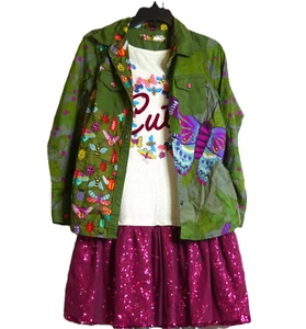 Girls Party Dress Childs 11/12 Cute Sequins Tule Butterflies Jacket Desigual UK - Picture 1 of 12