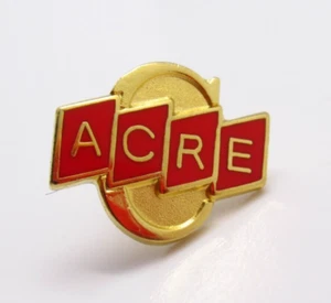 Vintage ACRE Anstecknadel goldfarben Aktionskomitee ländliche Elektrifizierung Abzeichen - Bild 1 von 6
