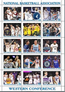 Stamp sheet National Basket Association Western Conference Micronesia unpostal - Picture 1 of 1